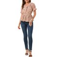 thumbnail image 2 of INSPIRE CHIC Women's Sweet Fruit Crossover V Neck Short Sleeves Ruffle Wrap Blouse, 2 of 6
