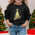 thumbnail image 2 of PMVFHDE Liquidation Chandails en Molleton pour Filles Automne et Hiver Imprimé de Noël Col Rond Manches Longues Décontracté Sans Capuche Chandails en Molleton, Noir, 11-12 Ans, 2 of 4