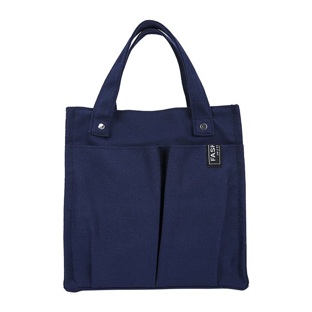 AKEGAMN Spring And Summer Canvas Solid Color Stitching Handbag Student Lunch Box Bag Bento Handbag Multi Pocket Practical Canvas Bag