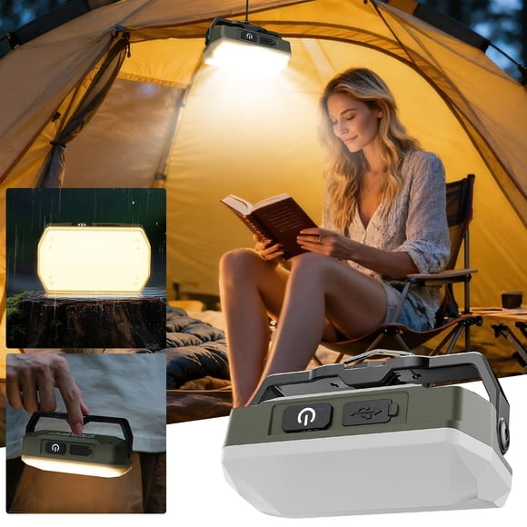 Magnetic Camping Floodlight, Long Battery Life USB-C Fast Charging Work Light, IP65 Waterproof Adjustable Brightness Portable Emergency Light for Outdoor Camping Vehicle Maintenance Construction Site