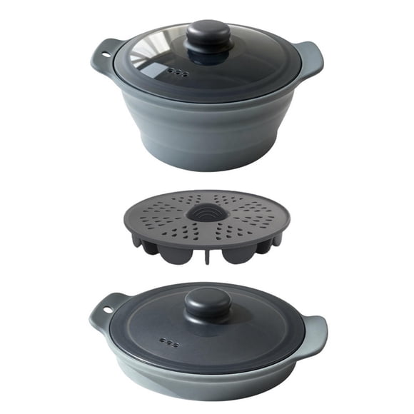 ZZHZGZon Vente Cuiseur Vapeur en Silicone pour des Repas Sains Casserole à Soupe Pliable pour Friteuse à Air Ne Passe Pas Gadget de Vaisselle de Cuisine pour la Maison