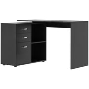 HOMCOM L-Shaped Straight Computer Desk w/ Storage Home Office Table, Black