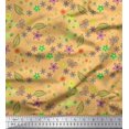 thumbnail image 1 of Soimoi Orange Poly Georgette Fabric Leaves,Insect & Floral Artistic Printed Craft Fabric by The Yard 42 Inch Wide, 1 of 3