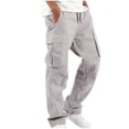 thumbnail image 1 of RKSTN Cargo Pants for Men Drawstring Solid Color Casual Multiple Pockets Trousers Outdoor Fitness Pants with Pockets, 1 of 4