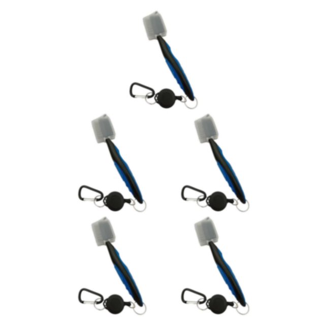 Baohd Stainless Steel Golf Club Brush Ergonomic Handheld Replacement Solid Color Shoe Brushes Cleaning Tool Accessories Blue with Lid 5Set