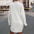 thumbnail image 5 of Yuyuzo Women Basic Sweater Dress Long Sleeve Turtleneck Ribble Knit Pullover Sweaters Mini Short Dresses, 5 of 5