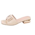 thumbnail image 1 of CHGBMOK Womens Sandals Square - Toe Mule Sandals with Decorative Buckle and Textured Upper Sizes 36-42, 1 of 6