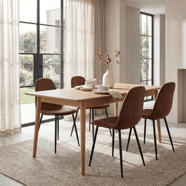 Homy Casa Bistro Dining Chairs Set of 4, Brown Faux Suede Side Chairs for Small Spaces