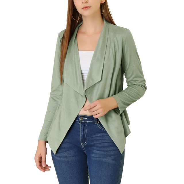 INSPIRE CHIC Veste en Faux Suède pour Femme à Manches Longues, devant Drapé, Vestes de Moto