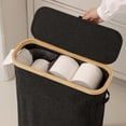 thumbnail image 1 of Uncomplicated Tissue Roll Storage Basket Toilet Paper Storage Basket Bamboos Sundries Storage Basket With Lid Foldable Tissue Box, 1 of 5