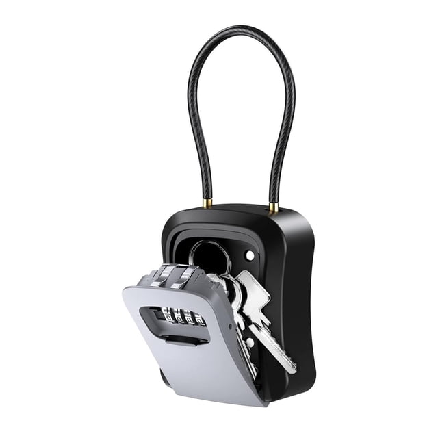 Boîte à Clés pour Extérieur Sécurité Code à 4 Chiffres Boîte de Rangement pour Clés de Maison, Facile à Installer