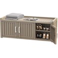 thumbnail image 1 of FICARTS Armoire à Chaussures à 3 Portes avec Banc de Rangement - Imperméable et Résistante aux UV, Tablettes Ajustables, Organisateur Intérieur Extérieur, Café, 1 of 7