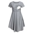 thumbnail image 1 of Leutsin Jupe Longue à Rayures à Manches Courtes pour Femme Allaitement Grossesse Allaitement Longue Robe, 1 of 8