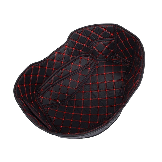 Terraxo Motorcycle Seat Cushion, Motorcycle Seat Trunk Insert, Seat Pad Part Holder Replacement with High-Quality PU Cover, Separate Storage Compartment And V red lines