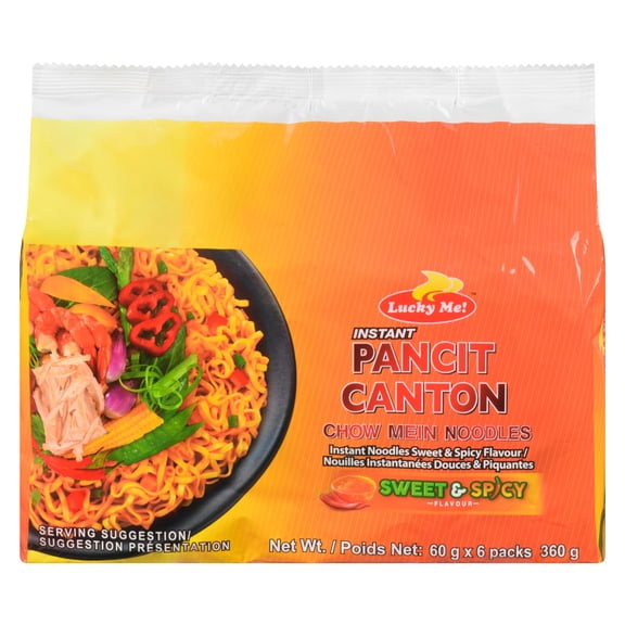 Lucky Me! Pancit Canton Instantané Saveur Douce & Piquante Emballage Multiple