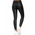 thumbnail image 4 of RKSTN Women's High Waist Faux Leather Long Pants with Pockets, Color: Solid, Size: XL, 4 of 4