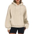 thumbnail image 2 of MeetoTime Women's Hooded Sweatshirt Fall Basic Long Sleeve Solid Color Hoodie Pullover with Pocket, 2 of 6