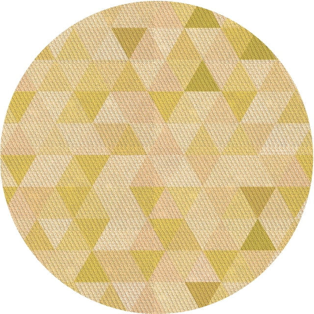 Ahgly Company Tapis d'Intérieur Ronds Transitionnels Jaunes Lavables à la Machine, 3 Pieds Rond