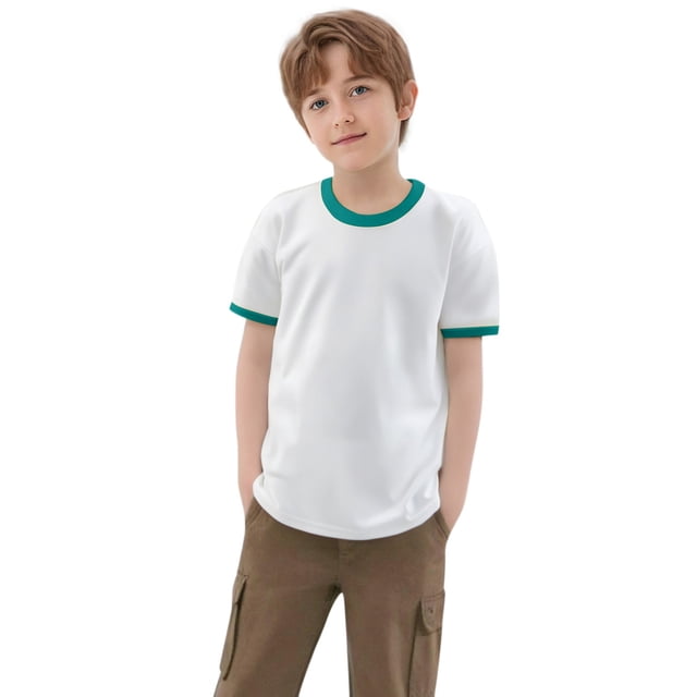 WEIYLL T-Shirts pour Garçons Patchwork Coloré Manches Courtes Col Rond Vêtements pour Enfants de 3-4 Ans