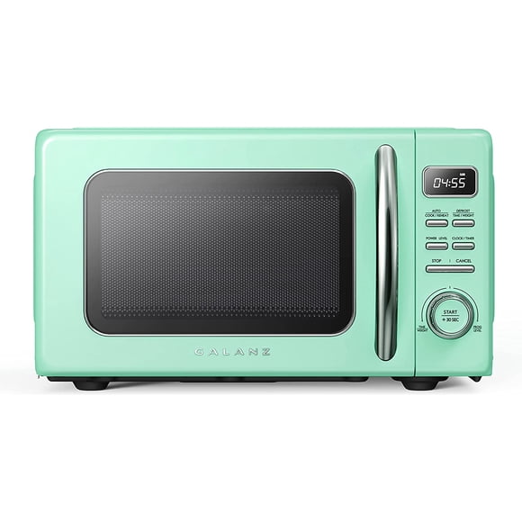 Four à micro-ondes de comptoir rétro Galanz (rouge, 0,7 pi³) avec fonctions de cuisson et réchauffage automatiques, décongélation, démarrage rapide et plateau tournant en verre facile à nettoyer.