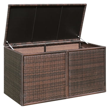 Patiojoy Outdoor Rattan Storage Box Patio Wicker Storage Bin Cabinet 73 Gallon Brown