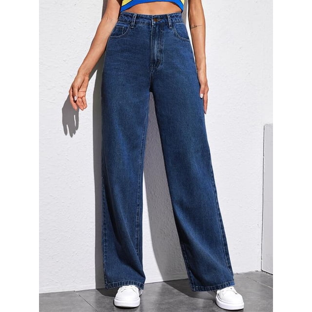 U.Vomade Women's High Rise Jeans Ladies Wide Leg Jeans