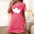 thumbnail image 2 of Pyjama en Lin Jupe pour Femme Nuisette pour Femme Manches Courtes Vêtement de Nuit Confortable Chemises de Nuit Imprimées Col Rond T-Shirt de Nuit Robe de Sommeil Douce Coupe Ample Robe de Pyjama m, 2 of 3