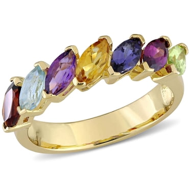 Miabella 1 3/4 Carat T.G.W Gemstone Yellow Rhodium-Plated Sterling Silver Ring