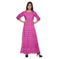 thumbnail image 1 of Moomaya Printed Round Neck 3/4 Sleeve Long Maxi Dress With Drawstring Waist, 1 of 3