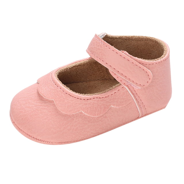 MEZZALL Spring Children Baby Infants Shoes Girls Round Toe Lightweight Comfortable Solid Color Simple Hook Loop Soft Footwear, Pink, 12-18 Months