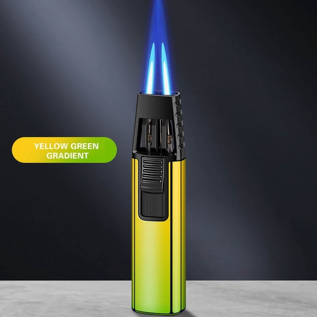 RYRDWP Windproof Straight Torch Blue Flame Lighter Butane Torch Turbine Torcher Inflatable Gas Windproof Lighter Refillable Butane Lighter For Outdoor BBQ Baking
