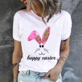 thumbnail image 2 of Pompotops Women Crewneck T Shirts Easter Rabbit Print Tees Short Sleeve T Shirt Blouse Tops, 2 of 9