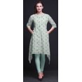 thumbnail image 4 of Bimba Kurti Asymétrique Imprimé Floral Feuilles de Trèfle Vert pour Femmes Robe d'Été Indienne Tunique Grand, 4 of 6