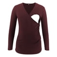 thumbnail image 1 of Jchiup Maternity Shirt Side Button and Ruched Long Sleeve Tunic Nursing Tops, 1 of 6
