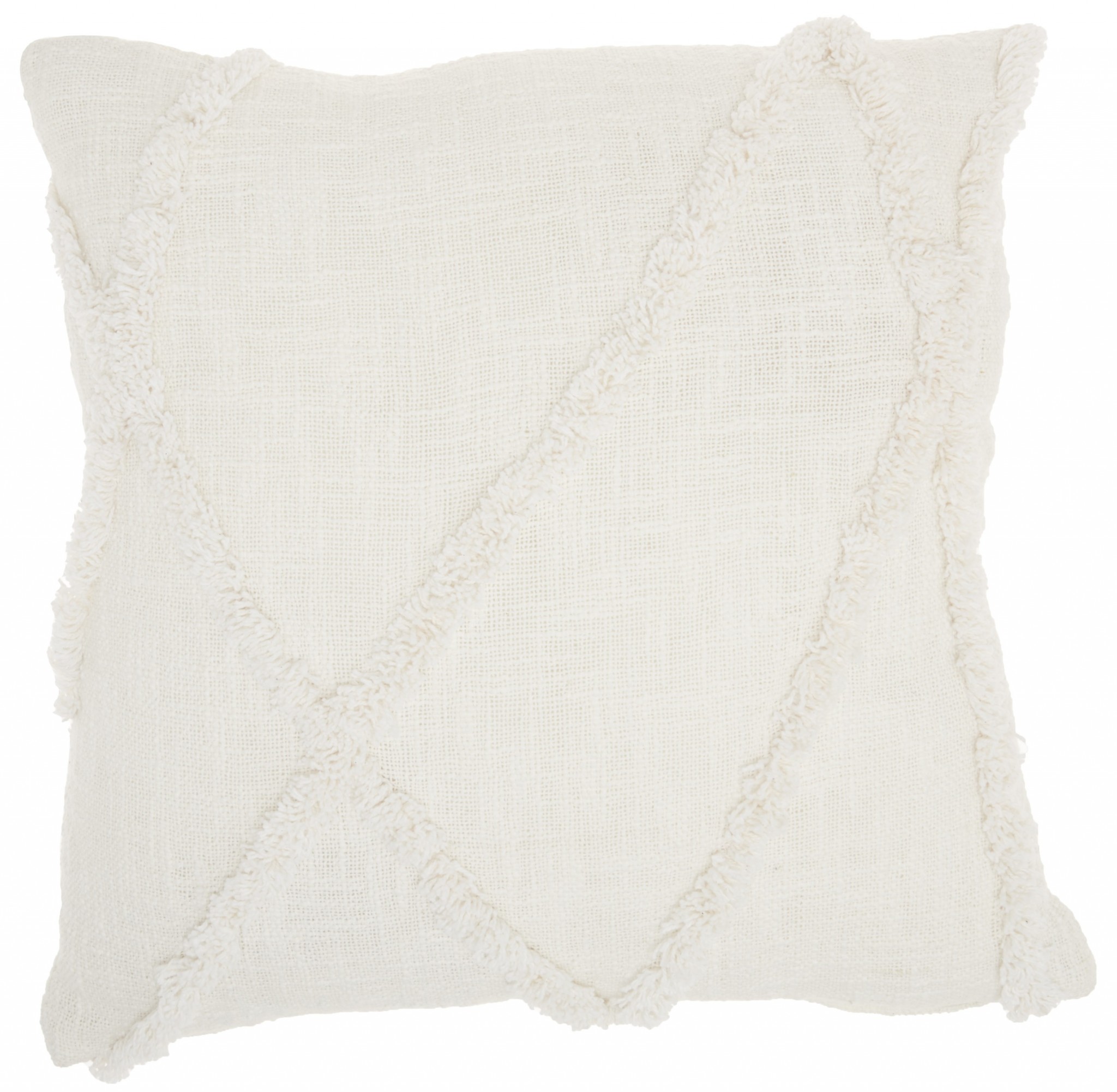 homeroots home decor 386316 Boho Chic White Textured Lines Throw Pillow