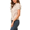 thumbnail image 4 of INSPIRE CHIC Blouse Boutonnée pour Femme à Manches Courtes Bouffantes Col Rabattu Haut en Coton à Motif Floral L Blanc, 4 of 7