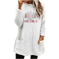 thumbnail image 2 of Qertyioot Chandails à Col Rond de Noël pour Femmes, Hauts Blouse à Manches Longues Chauds à Imprimé Ample avec Poche pour l'Hiver et le Rond, 2 of 4