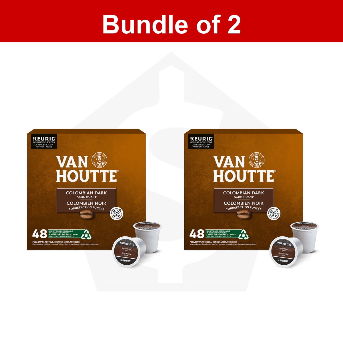 Bundle of 2 - Van Houtte Colombian Dark K-Cup Coffee Pods, 48 Count For Keurig Coffee Makers 48 count (Pack of 1)