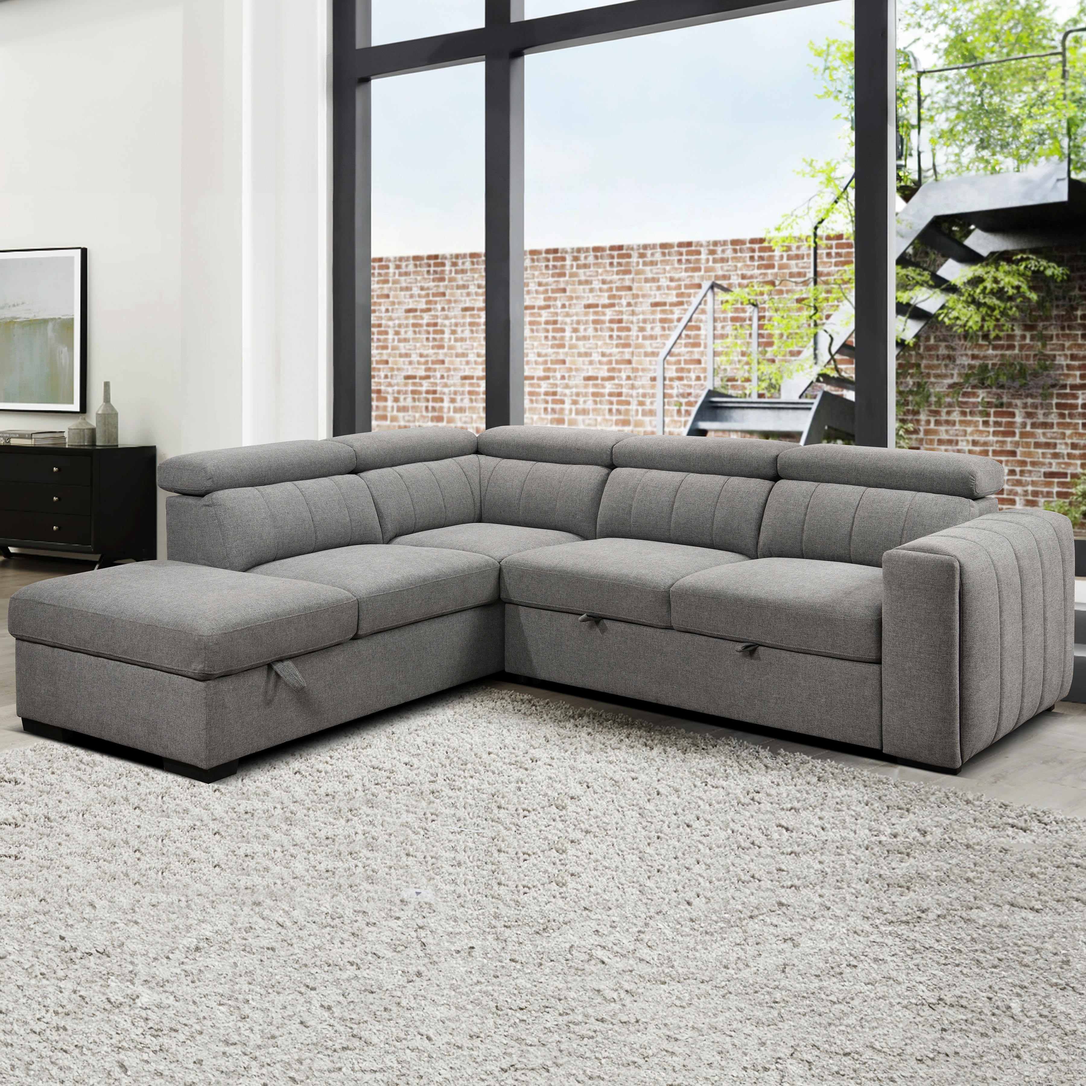 Nello Sectionnel lit 101 po avec chaise à droite