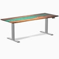 thumbnail image 1 of Desky Bureau Assis-Debout en Bois Dur à Double Résine - Noyer Naturel Rivière Émeraude / 80 x 30 Pouces / Gris, 1 of 10