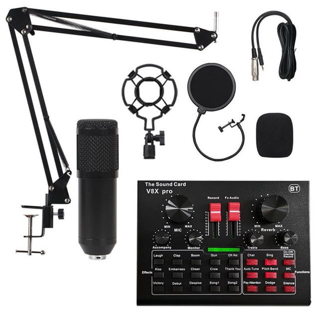 Graflsoa V8X Bluetooth Live Sound Card with 15 Sound Effects, 9 Modes, 6 Rotary Buttons, and DSP Noise Reduction for Recording, Broadcasting, and Stage Performances - Black