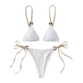 thumbnail image 1 of CNKOO 2 Pcs/Set Summer Bikini Set Solid Color Spaghetti Strap Hoop Classic Women Swimsuit for Water Sports, 1 of 4