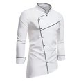 thumbnail image 1 of Men's Retro Mid-length Stand-up Collar Color Block Long-sleeved Shirt - Polyester, Breathable & Casual, 1 of 4
