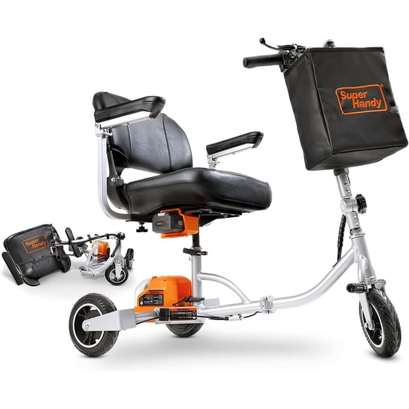 SuperHandy Trottinette de Mobilité Pliable à 3 Roues Plus - Électrique, Compatible avec les Compagnies Aériennes - Longue Autonomie de Voyage avec 2 Batteries Lithium-ion 48V Détachables et Chargeur