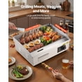 thumbnail image 2 of VEVOR Commercial Electric Griddle, 21.06 x 11.81 inch, 3200W, 122-570°F Adjustable Temp Control, Stainless Steel Body, with 2 Spatulas, 2 Brushes, and 4 Foot Pads, 2 of 9