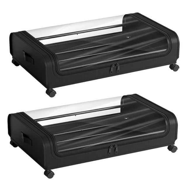 Rangement de Chambre Grand avec Couvercle Économise l'Espace Contenants de Rangement sous le Lit Antipoussière 2 Noir