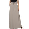 thumbnail image 1 of FAIWAD Women's Elastic High Waisted Maxi Skirt Drawstring Loose Casual Basic A-Line Skirts with Pockets, 1 of 8