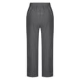 thumbnail image 4 of Yuyuzo Womens Cotton Linen Pants Drawstring High Waisted Lounge Pants Straight Leg Cropped Trousers, 4 of 5