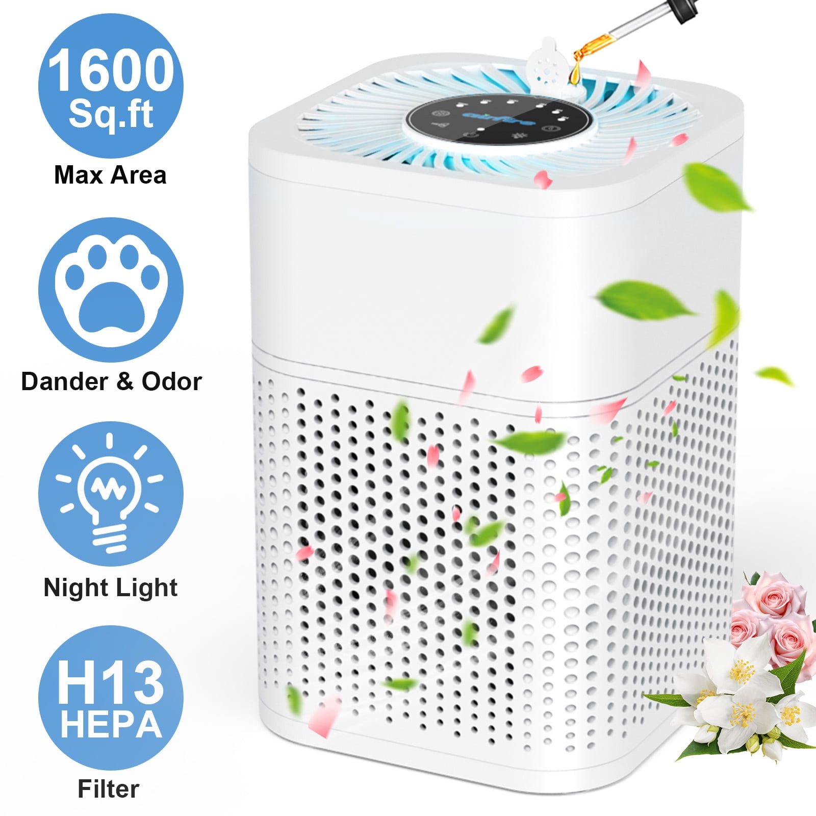 2026 New AIRFIRE HEPA Air Purifier for Room up to 1600 Sq.ft, Air Purifiers for Allergies and Asthma, Bedroom, Pet Dander&Odour, Dust, Pollen, Wildfire/Smoke, Model AP209, White