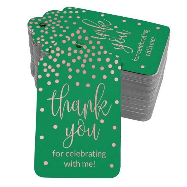 Inkdotpot Real Rose Gold Foil ThankYou For Celebrating With Me Birthday Tags Favor Hang Paper Tags 100 Pack